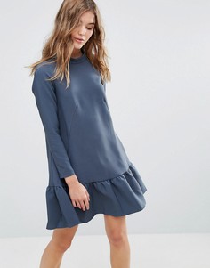 Платье с длинными рукавами и оборкой Closet - Зеленый