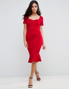 Облегающее платье миди с вырезом сердечком Club L - Красный