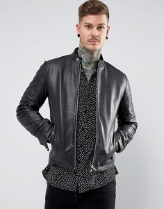 Черная кожаная байкерская куртка ASOS - Черный