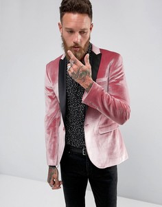 Розовый супероблегающий блейзер из бархата ASOS - Розовый