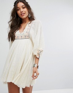 Платье мини с вышивкой Free People Kalypso - Белый