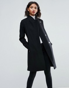 Облегающее пальто строгого кроя с воротником-стойкой ASOS - Черный