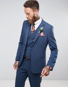 Облегающий пиджак с принтом на подкладке ASOS Wedding - Темно-синий