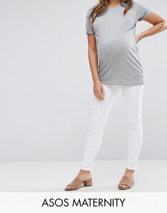 Белые джинсы скинни с завышенной талией ASOS MATERNITY RIDLEY - Белый