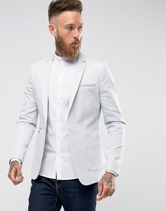 Светло-серый хлопковый блейзер супероблегающего кроя ASOS - Серый