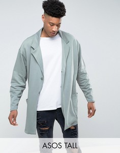 Зеленое свободное супердлинное пальто из трикотажа ASOS TALL - Зеленый
