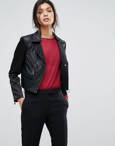 Байкерская куртка из искусственной кожи с молниями Sisley - Черный