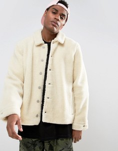 Светло-бежевая куртка из искусственного меха ASOS - Кремовый