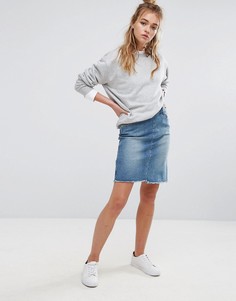 Асимметричная джинсовая юбка с необработанным краем Cheap Monday - Синий