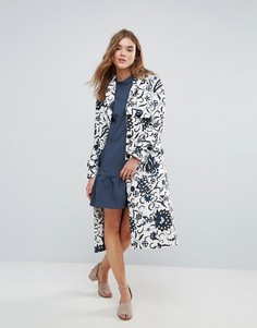 Шерстяное пальто на пуговицах с принтом Closet - Мульти
