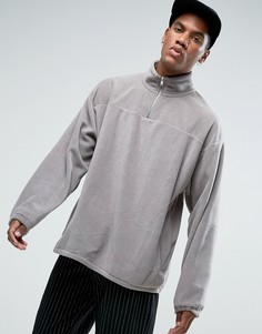 Свитшот оверсайз с молниями ASOS - Серый