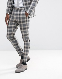 Суперузкие брюки в клетку Selected Homme - Серый