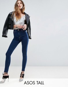 Синие джинсы скинни с завышенной талией ASOS TALL Ridley - Синий