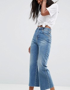 Укороченные джинсы клеш со вставками годе ASOS - Синий