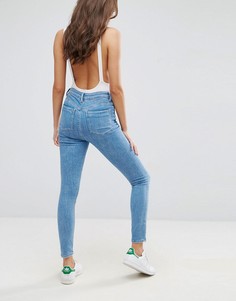 Выбеленные джинсы скинни с завышенной талией ASOS RIDLEY - Синий