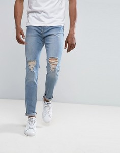 Выбеленные джинсы скинни с рваной отделкой Brooklyn Supply Co - Синий