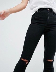 Черные рваные джинсы скинни ASOS RIDLEY - Черный