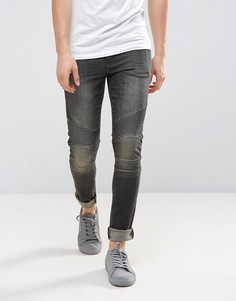 Черные выбеленные байкерские джинсы ASOS - Черный