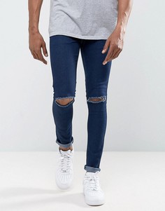 Супероблегающие джинсы с рваными коленями Criminal Damage - Синий