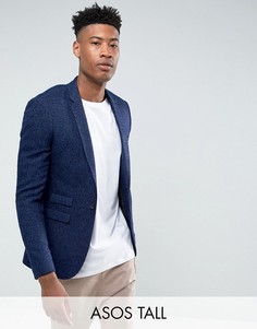Темно-синий фактурный приталенный блейзер ASOS TALL - Темно-синий