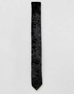 Черный галстук из мятого бархата ASOS - Черный