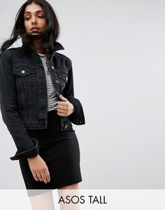 Выбеленная черная джинсовая куртка ASOS TALL - Черный