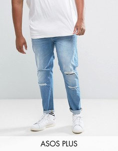 Синие выбеленные джинсы скинни с прорехами ASOS PLUS - Синий