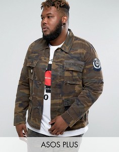 Камуфляжная куртка в стиле милитари ASOS PLUS - Зеленый