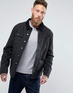 Черная джинсовая куртка с подкладкой в полоску ASOS - Черный