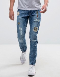 Узкие джинсы с нашивками Only &amp; Sons - Синий