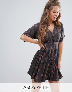 Чайное платье с пестрым принтом ASOS PETITE - Мульти
