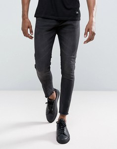 Черные выбеленные джинсы скинни с необработанными краями Only &amp; Sons - Черный