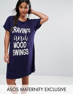 Футболка для сна ASOS Maternity Cravings - Темно-синий
