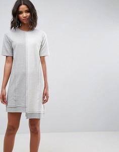 Трикотажное платье с флисовой вставкой ASOS - Серый