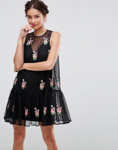 Сетчатое платье мини с отделкой ASOS - Черный