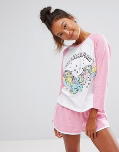 Пижамный комплект с лонгсливом и шортами ASOS My Little Pony - Мульти