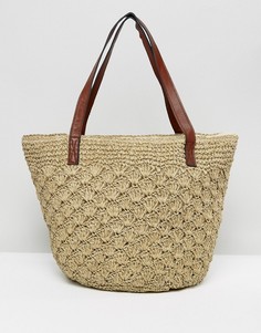 Соломенная сумка на плечо с кожаными ручками Reclaimed Vintage Inspired - Мульти