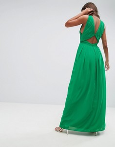 Платье макси с вырезом на спине ASOS - Зеленый