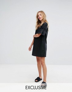 Свободное платье с оборками Monki - Черный