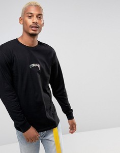 Лонгслив с вышитым логотипом Stussy - Черный