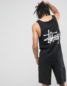 Черная майка с принтом Stussy - Черный