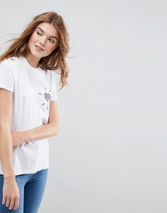 Футболка с отделкой пайетками ASOS - Белый