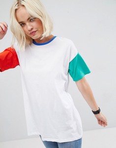 Oversize-футболка в стиле колор блок ASOS - Белый