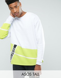 Оверсайз-свитшот с флуоресцентным принтом ASOS TALL - Белый
