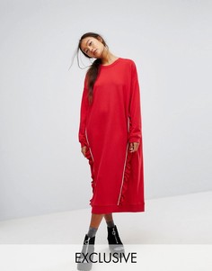 Трикотажное платье с рюшами Monki - Красный