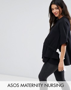 Топ со шнурком ASOS Maternity NURSING - Черный