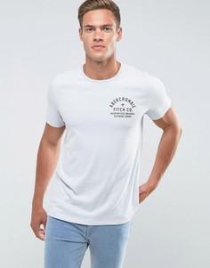 Серо-голубая футболка узкого кроя с логотипом Abercrombie &amp; Fitch - Синий