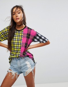 Футболка в клетку в стиле колор блок ASOS - Мульти