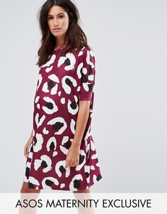Платье-футболка с абстрактным леопардовым принтом ASOS Maternity - Мульти