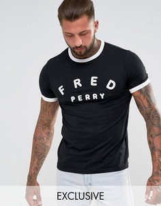 Черная футболка с круглым вырезом и вышивкой Fred Perry - Черный